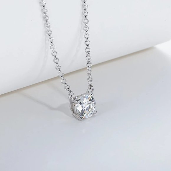 Certified 2 ct. t.w. Moissanite Diamond Solitaire Necklace NEW A - Picture 2 of 9